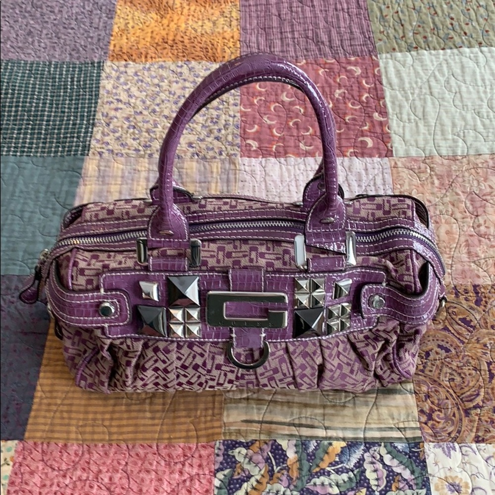 Guess punk belle stud purple satchel and bag